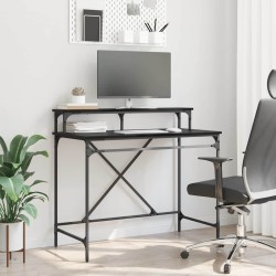 Birou stejar negru 100 x 50 x 90 cm lemn compozit