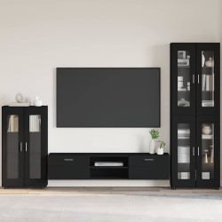 Bufet cu raft cu ușă negru 55,5 x 29 x 103 cm lemn compozit