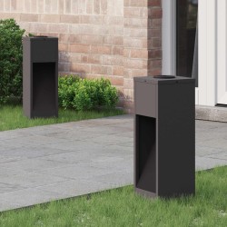 Lampa de parcurs led solar 2 pcs negru oțel laminat la rece