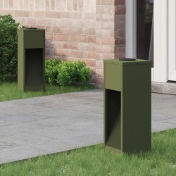 Lampa de parcurs led solar 2 pcs verde măsliniu