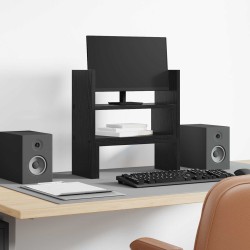 Suport pentru birou monitor stejar negru 40 x 17 x 41 cm