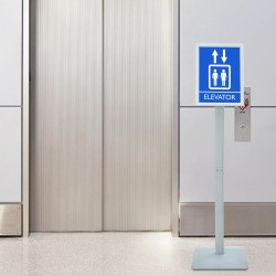 Suport poster tip pedestal argintiu 32 x 27 x 119 cm