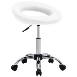 Scaun de bucătărie pivotant, alb, piele ecologică
