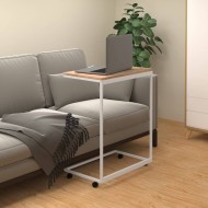 Măsuță laterală cu roți, alb, 55x35x70 cm, lemn prelucrat