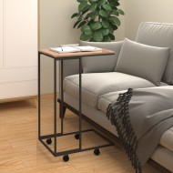Măsuță laterală cu roți, negru, 40x30x63,5 cm, lemn prelucrat