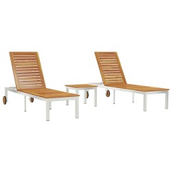Fotoliu de relaxare 2-persoană 3 pcs maro lemn solid de acacia