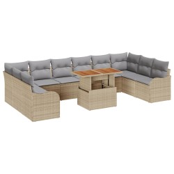 Set de canapele pentru grădină 11 pcs bej rattan poli