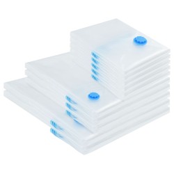 Pungi de stocare 10 pcs transparent și albastru 130 x 100 cm