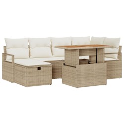 Set de canapele pentru grădină 7 pcs bej poliratan