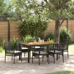 Set de masă pentru grădină 7 pcs negru rattan poli