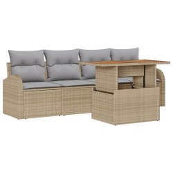 Set de canapele pentru grădină 5 pcs bej rattan poli
