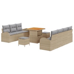 Set de canapele pentru grădină 10 pcs beige și gri deschis