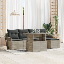 Set de canapele pentru grădină 6 pcs gri deschis rattan poli