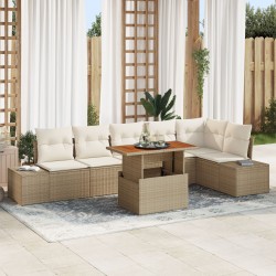 Set de masă pentru grădină 7 pcs bej și crem 100 x 55 x 73 cm