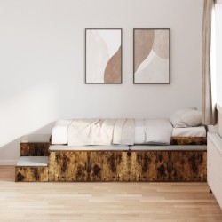 Cadru de pat cu depozitare stejar fumuriu 234 x 103 x 53.5 cm