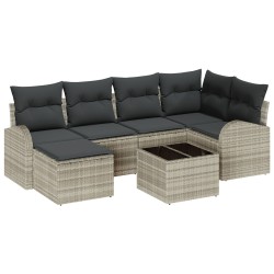 Set de canapele pentru grădină 7 pcs gri deschis rattan poli