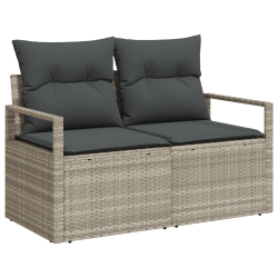 Set de canapele pentru grădină 9 pcs gri deschis rattan poli
