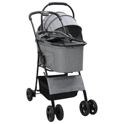 Carucior pentru pisici pliante gri 81 x 47 x 99 cm poliester