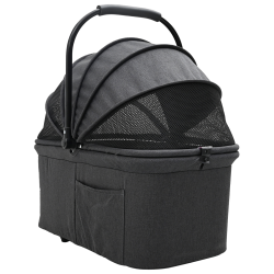 Carucior pentru pisici pliante negru 78 x 54 x 101 cm poliester
