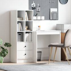 Birou cu sertar 2 pcs alb