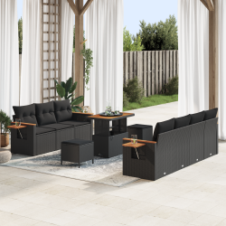 Set de canapele pentru grădină 10 pcs negru 90 x 55 x 71 cm