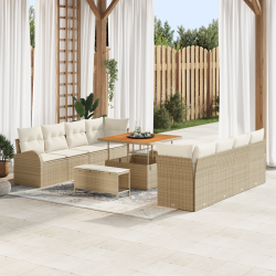 Set de canapele pentru grădină cu pernă 11 pcs bej și crem