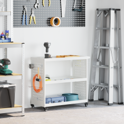 Cărucior pentru unelte alb 75 x 35 x 73 cm oțel laminat la rece