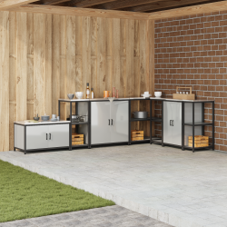 Depozitare pentru bucătărie argintiu 60 x 50 x 92 cm oțel