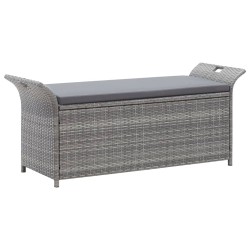 bancă de depozitare cu pernă, gri, 138 cm, poliratan
