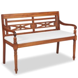 Bancă batavia cu perne, 120 cm, lemn de tec