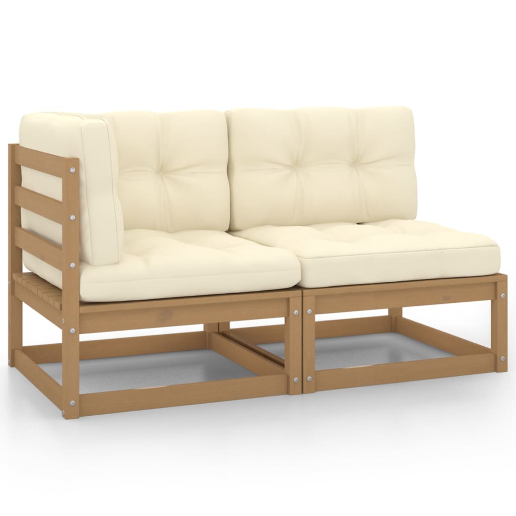 Set mobilier grădină&perne 2 piese, maro miere lemn masiv pin Set mobilier grădină&perne 2 piese, maro miere lemn masiv pin