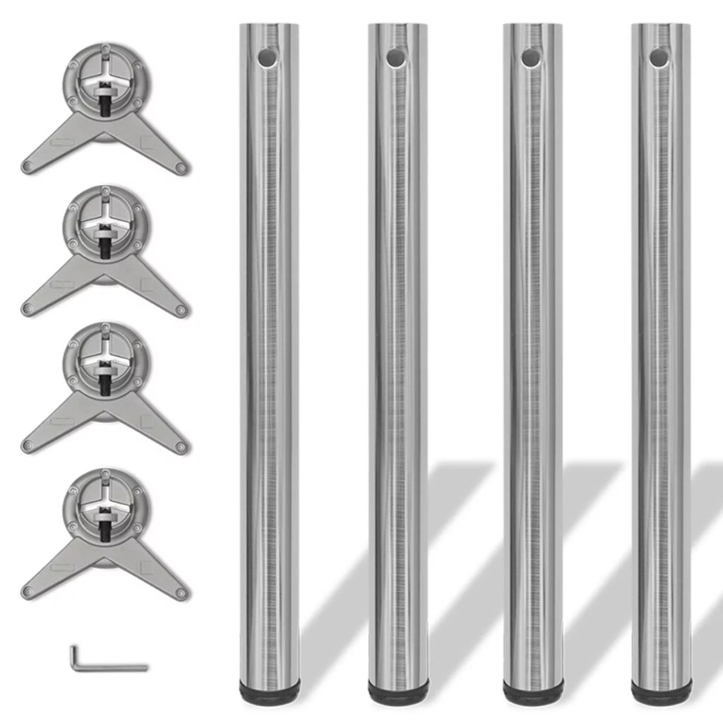 242136 4 height adjustable table legs brushed nickel 710 mm