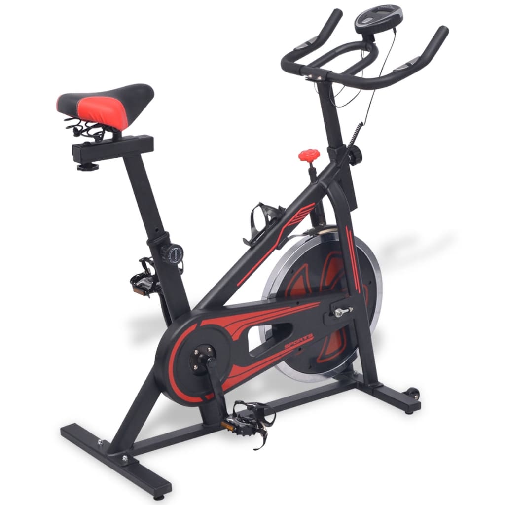 Bicicletă antrenament fitness, cu senzor puls, negru și roșu Bicicletă antrenament fitness, cu senzor puls, negru și roșu