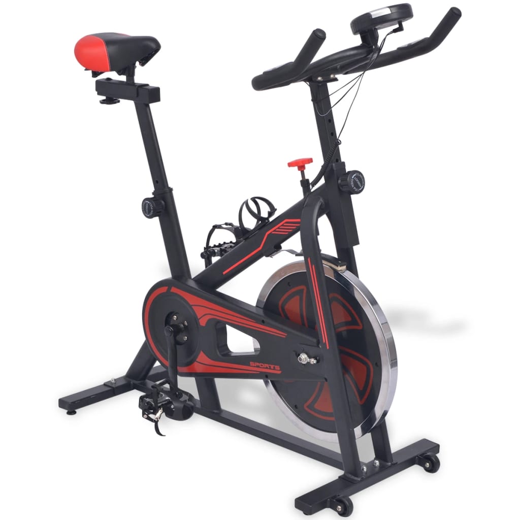 Bicicletă antrenament fitness, cu senzor puls, negru și roșu Bicicletă antrenament fitness, cu senzor puls, negru și roșu