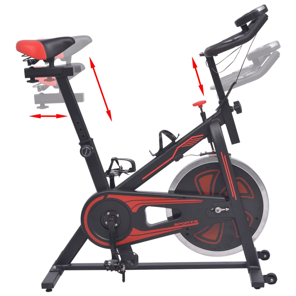 Bicicletă antrenament fitness, cu senzor puls, negru și roșu Bicicletă antrenament fitness, cu senzor puls, negru și roșu