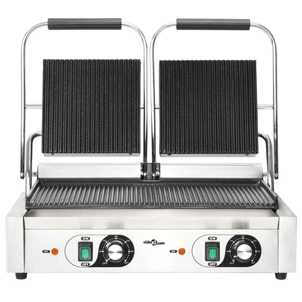 Grill panini dublu cu striații, 57x30,5x20 cm, 3600 w