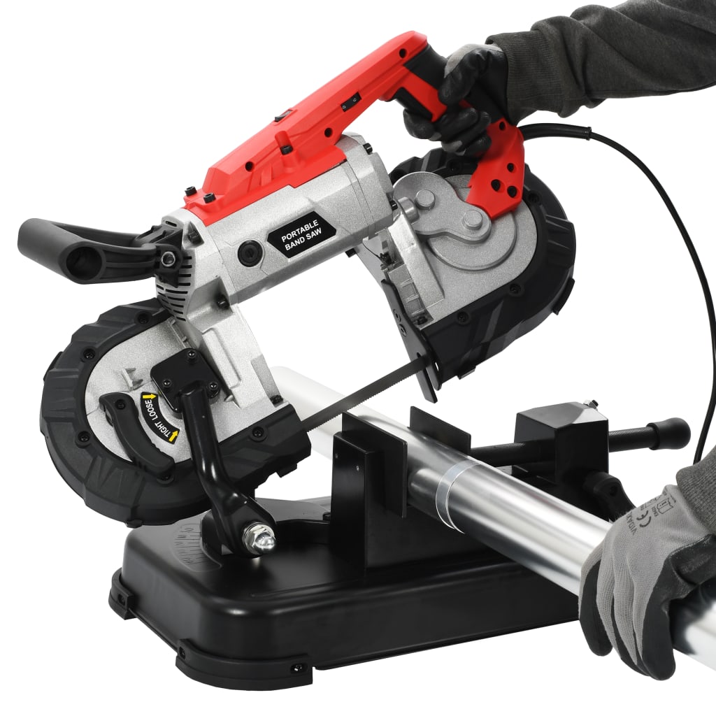 Fierăstrău bandă cu bază și carcasă portabilă, oțel