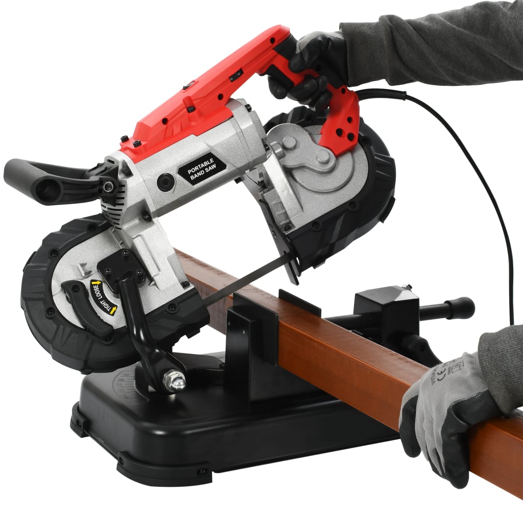 Fierăstrău bandă cu bază și carcasă portabilă, oțel