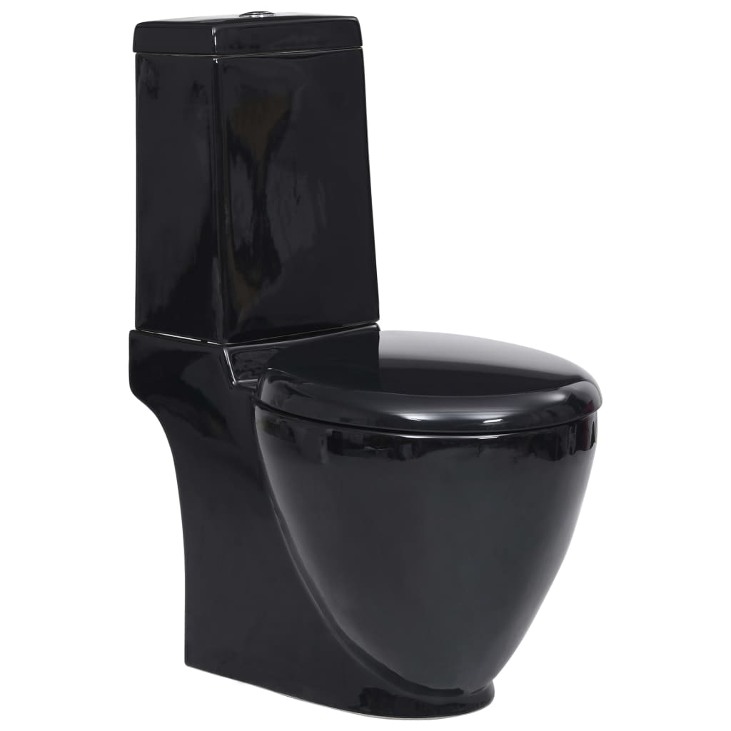 Vas wc toaletă de baie, negru, ceramică, rotund, flux inferior