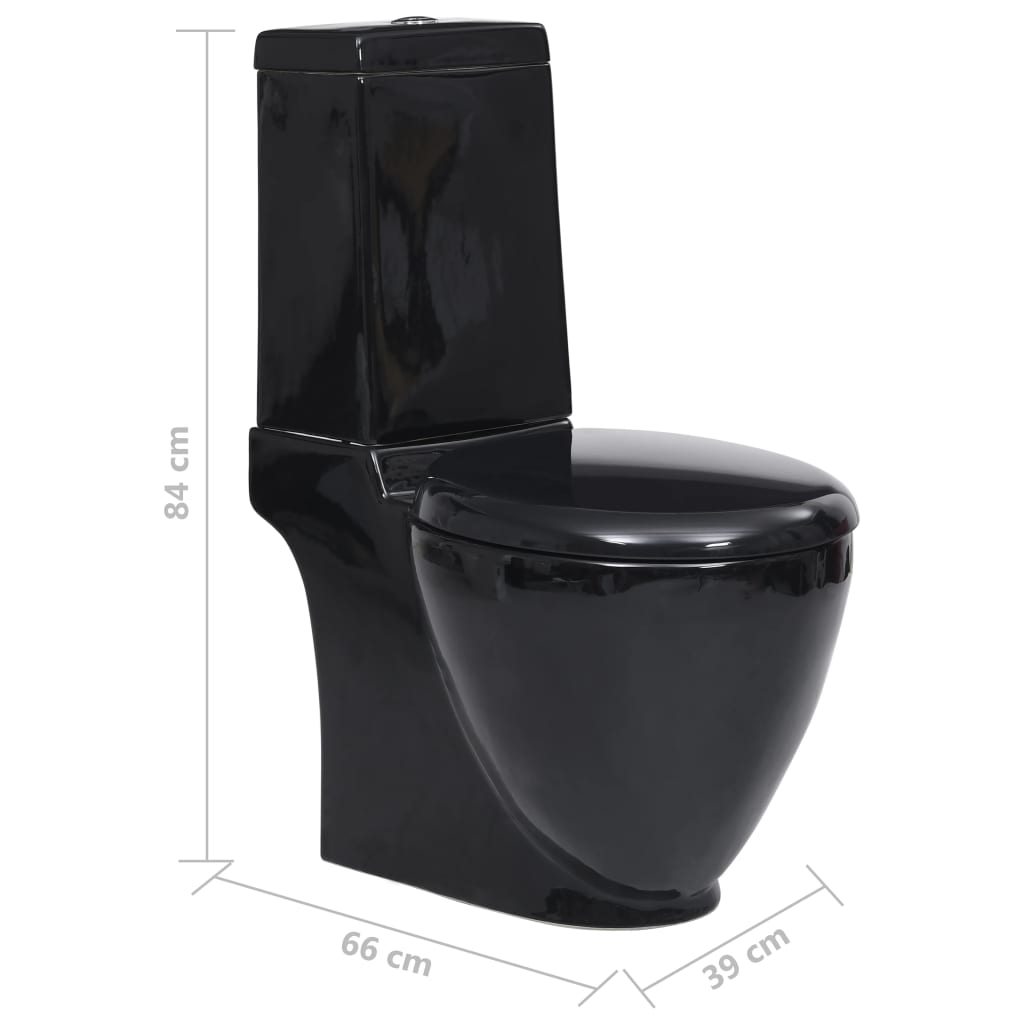 Vas wc toaletă de baie, negru, ceramică, rotund, flux inferior