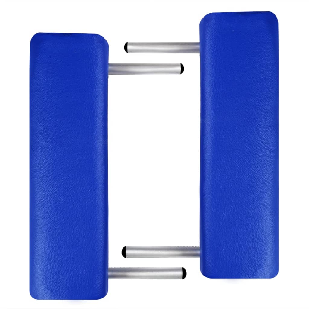 masă de masaj pliabilă, 2 zone, albastru, cadru din aluminiu