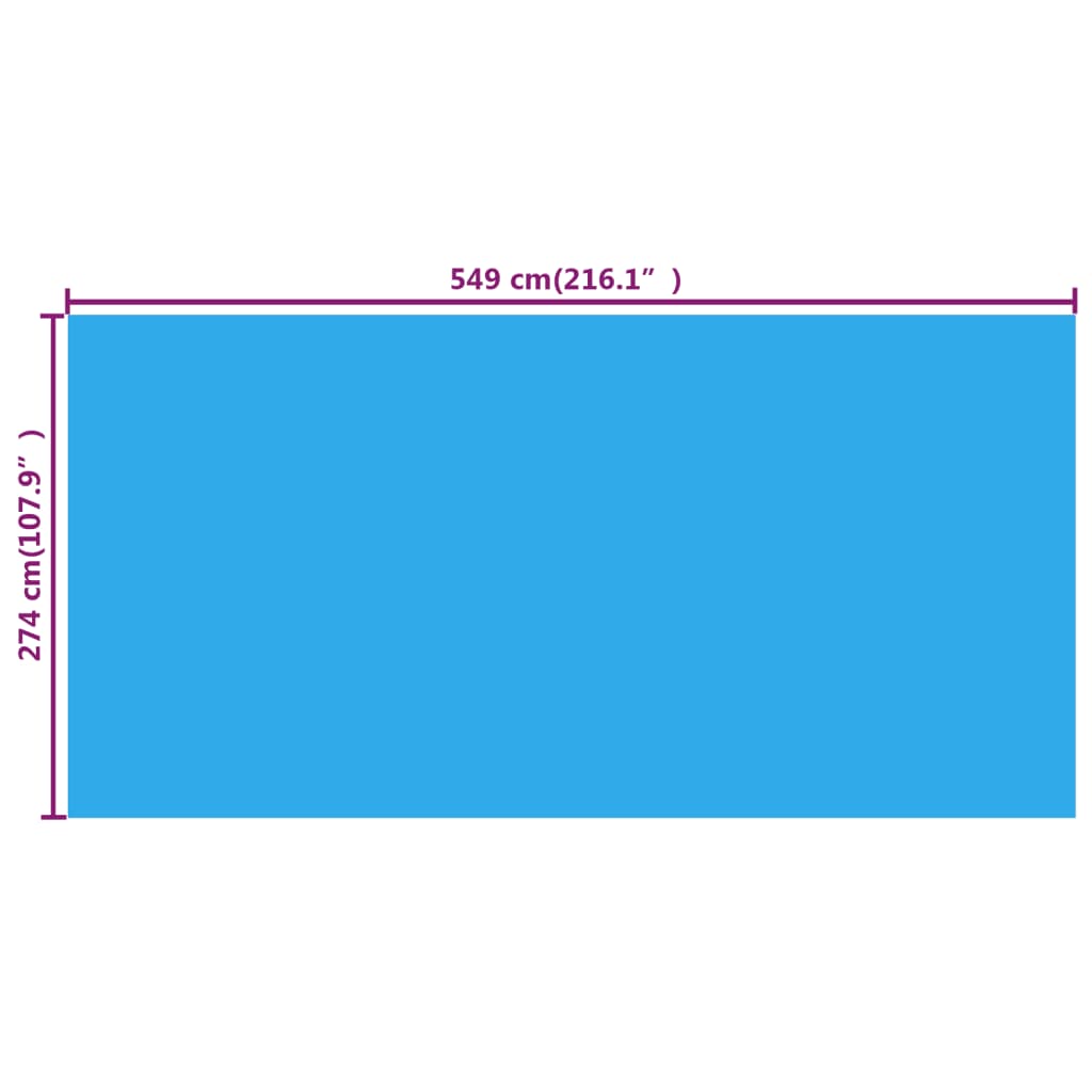 Folie dreptunghiulară pentru piscină din pe, 549 x 274 cm, albastru