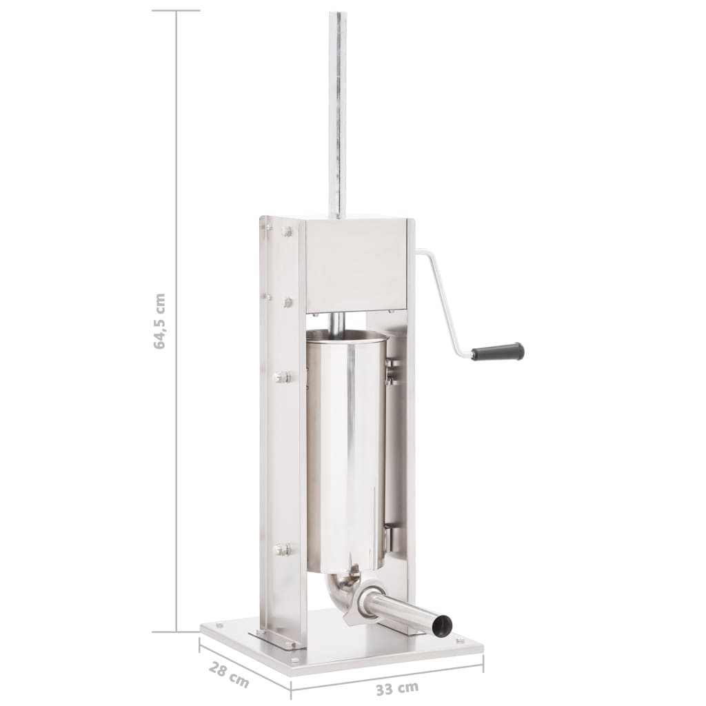 Aparat de umplut cârnați manual, argintiu, 5 l, oțel inoxidabil