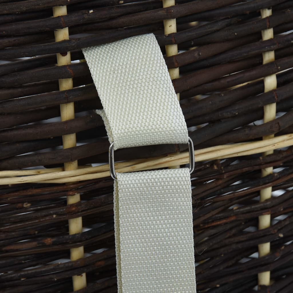 Coș lemne foc cu curele de transport natural 57x51x69 cm salcie