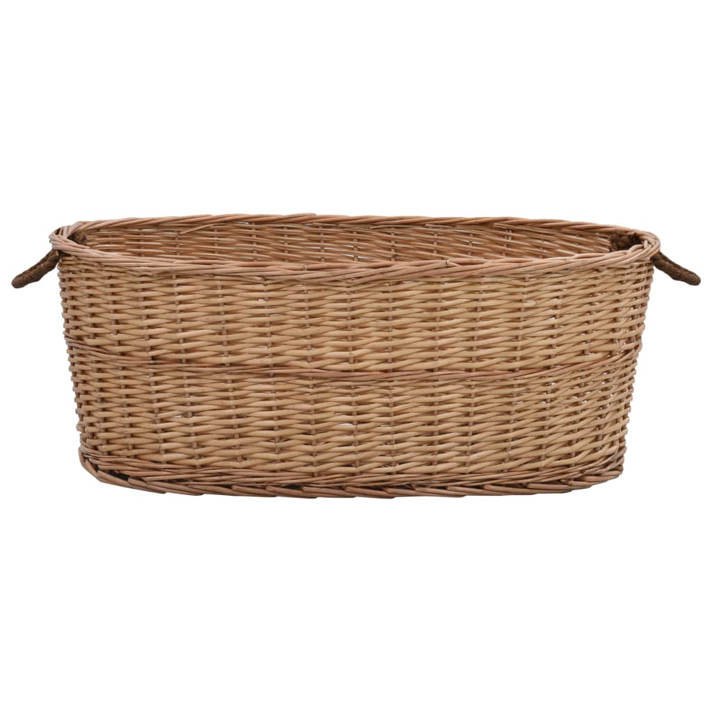 Coș lemne foc cu mânere de transport natural 88x57x34 cm salcie