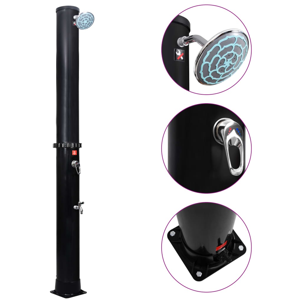 Duș solar de exterior cu cap de duș și robinet, 40 l