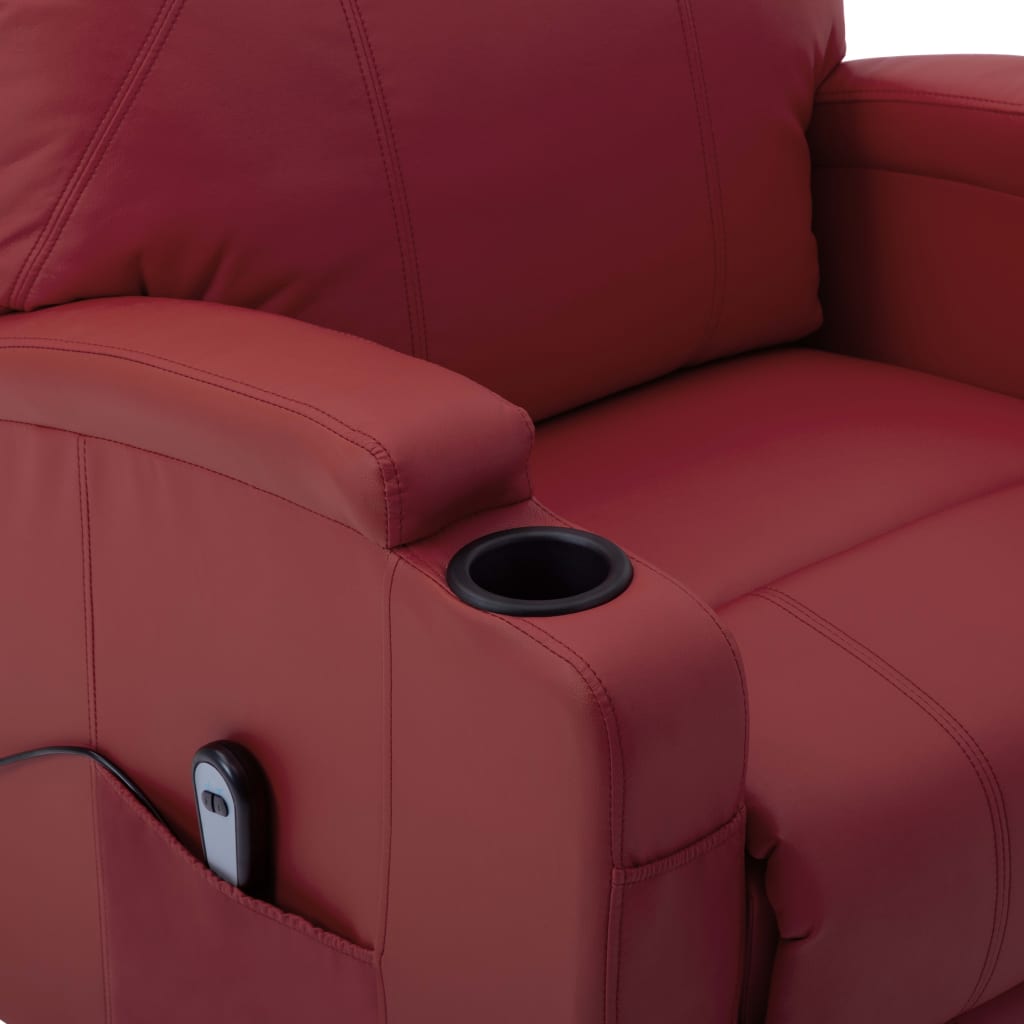 Fotoliu cu ridicare pe verticală, roșu vin, piele ecologică