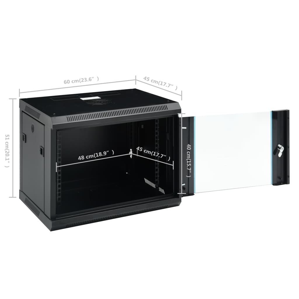 Dulap de server, montare pe perete, 9u, 19" ip20 600x450x510 mm