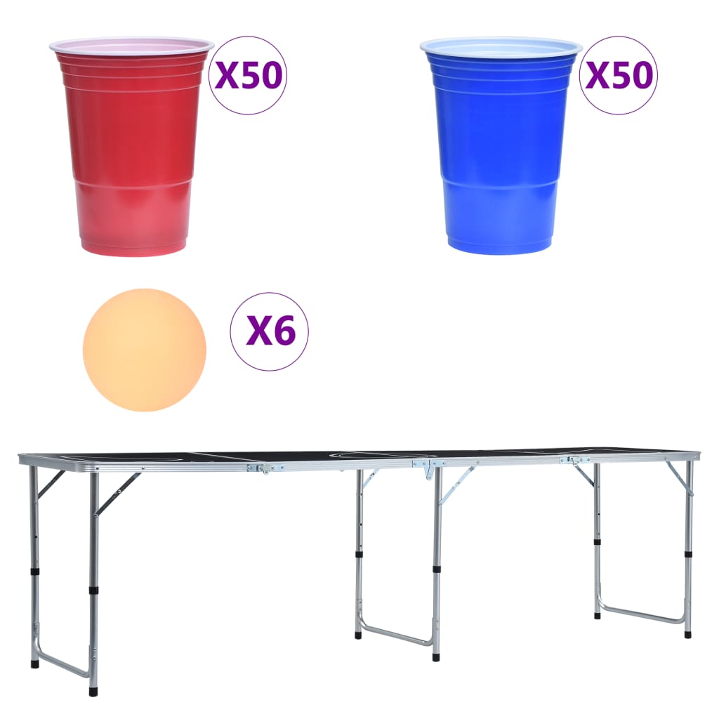Masă de joc ping pong și bere cu căni și bile, pliantă, 240 cm