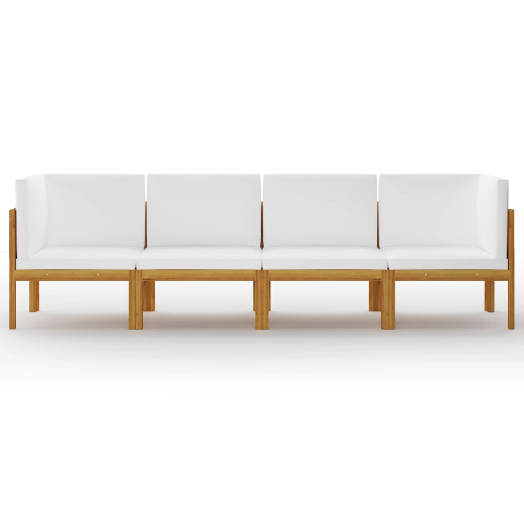 Canapea de grădină cu 4 locuri, pernă din lemn de salcâm și frânghie